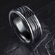 6MM White Tungsten Carbide Ring - Wave Black Titanium Insert with Round Edge