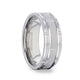 WARRICK Alternating Grooves And Horizontal Etched Finish Titanium Men's Wedding Band with Alternating Grooved Beveled Polished Edges - 8mm - Thorsten Rings