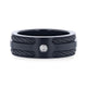 NOIR Double Black Rope Inlaid Brushed Matte Black Titanium Men's Wedding Band With Black Edge Channel Setting And White Diamond In The Center - 8mm