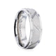 VIRAGE Raised Horizontal Etch and Diagon-Shaped Cuts Centered Titanium Men's Wedding Ring With Polished Step Edges - 8mm - Thorsten Rings