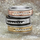 8MM Grey Tungsten Carbide Ring - White Diamonds 14K White Gold Insert with Round Edge