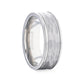 WILLIAM Hammered Finish Center White Titanium Men's Wedding Band With Dual Offset Grooves And Polished Edges - 8mm - Thorsten Rings