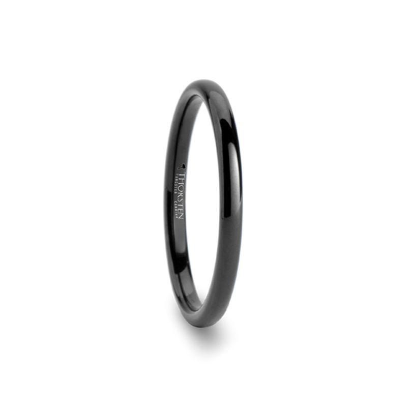 TULSA Domed Black Tungsten Carbide Wedding Band for Women - 2mm - Thorsten Rings