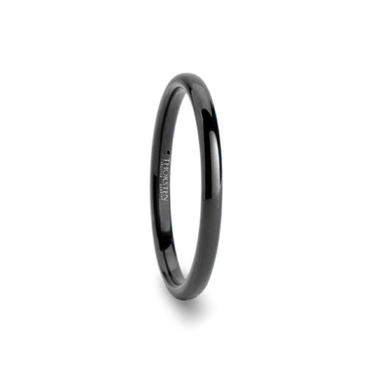 TULSA Domed Black Tungsten Carbide Wedding Band for Women - 2mm - Thorsten Rings