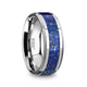 OSIAS Men's Polished Tungsten Wedding Band with Blue Lapis Inlay & Beveled Edges - 8mm - Thorsten Rings